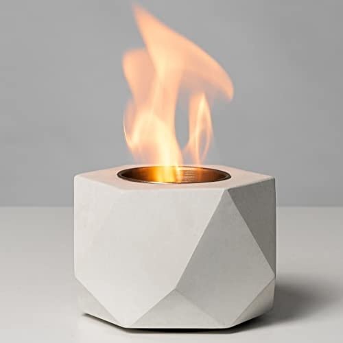 31-NwTeUbXL.jpg Table Top Fire Pit Bowl - Concrete Tabletop Fireplace Indoor Outdoor Decor Portable Rubbing Alcohol Burner Smores Maker for Patio Balcony with Extinguisher - Image 1