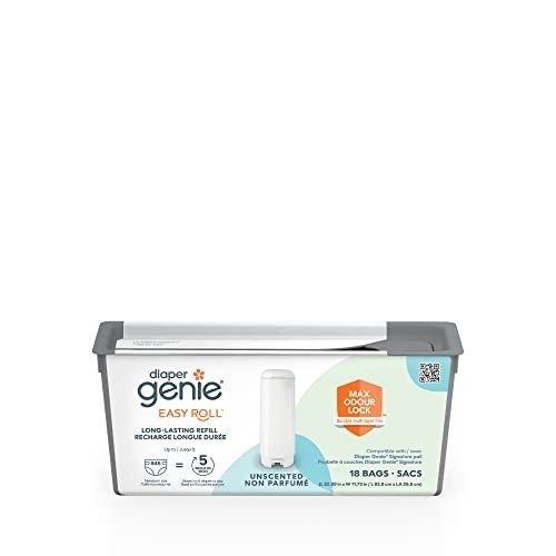Diaper Genie Easy Roll Refill with 18 Bags - for the Diaper Genie Signature and Platinum pails | Lasts Up to 5 Months or Holds Up to 846 newborn Diapers Per Refill blue 1 Count