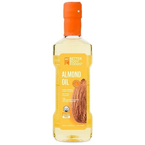 31aUpR63a0L.jpg BetterBody Foods Naturally Refined Cooking Oil, Almond Oil, 16.9 Fl Oz - Image 1