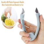 Strawberry Huller Stem Remover Tomato Corer Potato Pineapple Carrot Cutter Tool Kitchen Gadget Tweezers Peeler Utensil Clip for Fruit and Vegetable (Blue) - Image 5