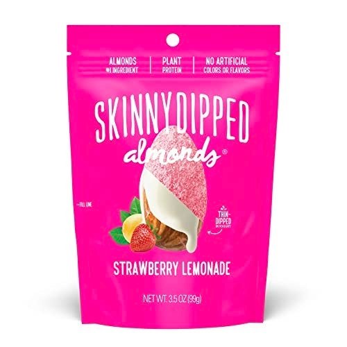 SKINNYDIPPED Strawberry Lemonade Almonds, Limited Edition, Healthy Snack, Plant Protein, Gluten Free, 3.5 oz Resealable Bags, Pack of 5