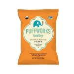 Puffworks Baby Organic Peanut Butter Puffs, Perfect for Early Peanut Introduction for Allergy Prevention, Plant-Based Protein, USDA Organic, Gluten-Free, Vegan, Non-GMO, Kosher, 0.5 Ounce (Pack of 12)