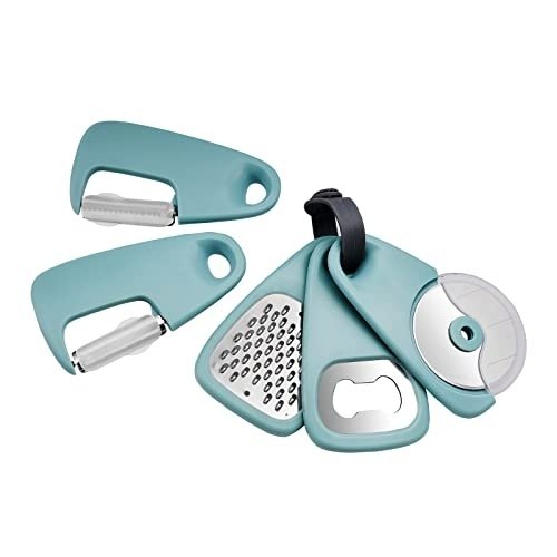 41LHPpmsPAL.jpg Domonic Home Vegetable Peeler, Potato Peelers for Kitchen, Camping Kitchen Gadgets Veggie Peeler with Cover Guard, Save Space, Dishwasher Safe, Aqua Sky - Image 1