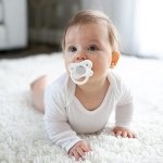 Dr. Brown’s HappyPaci 100% Silicone Pacifier 0-6m, BPA Free, White Blue Light Blue 3-Pack - Image 8