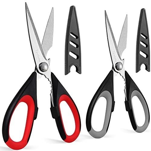 Tpotato kitchen scissors,kitchen shears heavy duty dishwasher safe,Stainless Steel Sharp utility food cooking Scissors multipurpose with cover cutting Meat, Poultry, Vegetables, fish,2 Pack