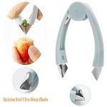 Strawberry Huller Stem Remover Tomato Corer Potato Pineapple Carrot Cutter Tool Kitchen Gadget Tweezers Peeler Utensil Clip for Fruit and Vegetable (Blue) - Image 7