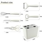 COMUSTER Kitchen Gadgets Set,Kitchen Scissors, Kitchen Utensils Set with Holder, Paring Knife,Whisk,Bottle Opener,Peeler- Home Kitchen Gadgets(White 6 Pieces set) - Image 7