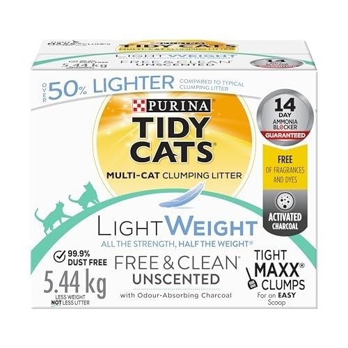 51-KEmU2YkL.jpg Tidy Cats Free & Clean Cat Litter, LightWeight Unscented Multi-Cat - 5.44 kg Box - Image 1