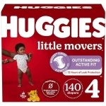 Diapers Size 4 - Huggies Little Movers Disposable Baby Diapers, 140ct, One Month Supply