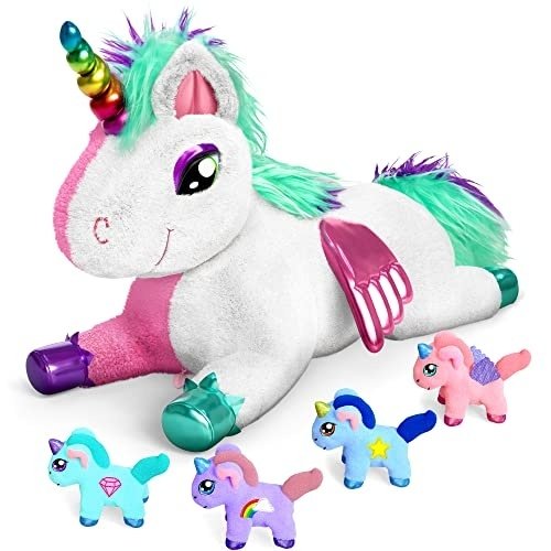 5166N8LT0L.jpg MindSprout Unicorn Mommy Stuffed with 4 Babies Inside her Tummy, for Girls 3 4 5 6 7 8 Years Old, Unicorn Toys for Girls Age 4-5, Best Birthday Gifts, Stuffed Animals Toy Age 6-8 - Image 1