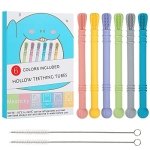 Meartchy 6 Pack Hollow Teether Tubes, Teething Toys for Baby Infants 0-6 Months , Silicone Chew Straw Toy for Babies 6-12 Months