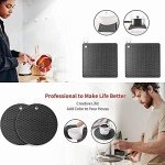 Ardanlingke Silicone Trivet Mats, trivets for hot pots and Pans, Extra Thick Hot Pads for Kitchen, Multi-Purpose Pot Holder, Non-Slip Jar Opener, Gripper Pad, Drying Mat, Coaster (4 Pcs, Dark Gray) - Image 3