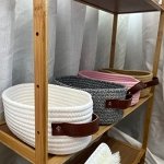 ABenkle Small Woven Basket, Mini Cotton Rope Storage Basket, Tiny White Basket, Shelf Basket, Oval Decorative Toy Dog Cat Basket for Nursery, Kids Room, Empty Gift Basket Baby Basket, 10" x 6" x 4" XS - Image 6