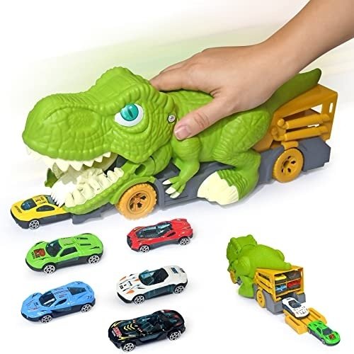 51BToRXyOEL.jpg Aykzaqe Dinosaur Transport Truck Carrier Toys Eating Cars, Toys for 3 Year Old Boys, Toys for 4 Year Old Boys, Toys Trucks Cars for 3 4 5 6 + Year Old Boys, Monster Trucks for Boys 3 4 5 6 7 8 Years - Image 1
