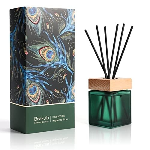 Reed Diffuser Set, Rose & Violet Scented, Modern and Classic Fragrance, 10 Scent Diffuser Sticks, 6.1 oz /180ml ,Home Decor Bedroom Living Room Bathroom Office