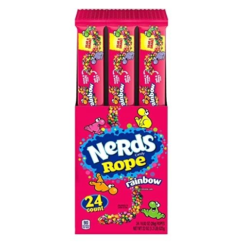 51J7ULNYK4L.jpg Nerds Rope Gummy & Crunchy Rainbow Candy, 0.92 oz, 24 ct - Image 1