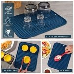 HOTEC Silicone Trivets for Hot pots and Pans, Heat Resistant for Kitchen Counter Dish Drying Mat, Set of 2 Classic Blue - Image 3