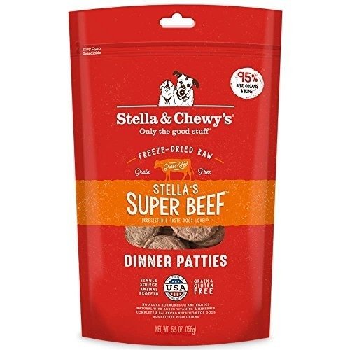 Stella & Chewy’s Freeze Dried Raw Dinner Patties – Grain Free Dog Food, Protein Rich Stella’s Super Beef Recipe – 156g Bag