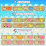 KUBUSFLY Beach Toys, Sand Toys for Toddlers, Sand Castle Sandbox Toys, Collapsible Sand Bucket and Shovels Kids Beach Toys with Mesh Bag Sandbox Toys for Toddlers Travel Beach Toys for Boys Baby Girls - Image 2