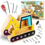 CozyBomB Screw Driver Board Preschool Toys - Montessori Toys for 3 Year Old Learning Fine Motor Skills Educational Sensory Toy for 3+ Year Old Activities Sensory STEM Wooden Tool Set Screwdriver
