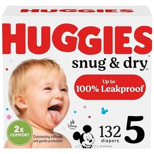 51k3YHJLRDL.jpg Huggies Snug & Dry Disposable Baby Diapers, Size 5, 132 Count - Image 1
