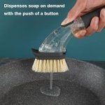 DAPOWER Dish Brush with Handle, Dish Scrubber with Soap Dispenser, Kitchen Scrub Brush for Dishes Pots Pans Sink Cleaning, 4 Replaceable Brush Heads (Black) - Image 9