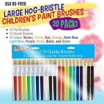 U.S. Art Supply 20-Piece Large Round and Flat Children's Hog Bristle Tempera Paint Brush Set - Fun Kid's Party, School, Student, Class Craft Painting - Beginners Starter Artist Painting Brush Kit - Image 5