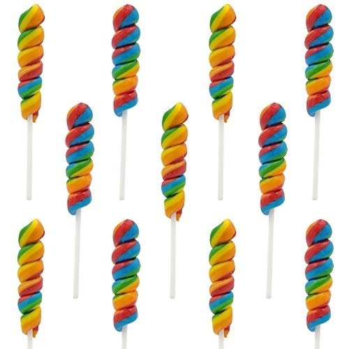 51uLeZJuRrL.jpg Rainbow Twist Lollipop, Mixed Fruit Flavor, Individually Wrapped Pop, 3" Inch Sucker (12-Pack) - Image 1