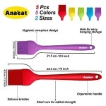Anaeat High Heat Resistant Silicone Basting Pastry Brush Set of 5- Hygienic One Piece Design Spread Oil Butter for BBQ Grill Barbecue Baking Kitchen Cooking - BPA Free & Dishwasher Safe (10"+8") - Image 3