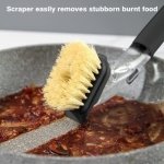DAPOWER Dish Brush with Handle, Dish Scrubber with Soap Dispenser, Kitchen Scrub Brush for Dishes Pots Pans Sink Cleaning, 4 Replaceable Brush Heads (Black) - Image 4