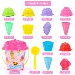 Bennol Beach Sand Toys for Kids Toddlers, Ice Cream Theme Kids Beach Sand Toys Set with Bucket Pail and Bag, Sand Castle Travel Beach Sandbox Toys Kit for Kids Toddlers Girls Boys Ages 3-10 - Image 3