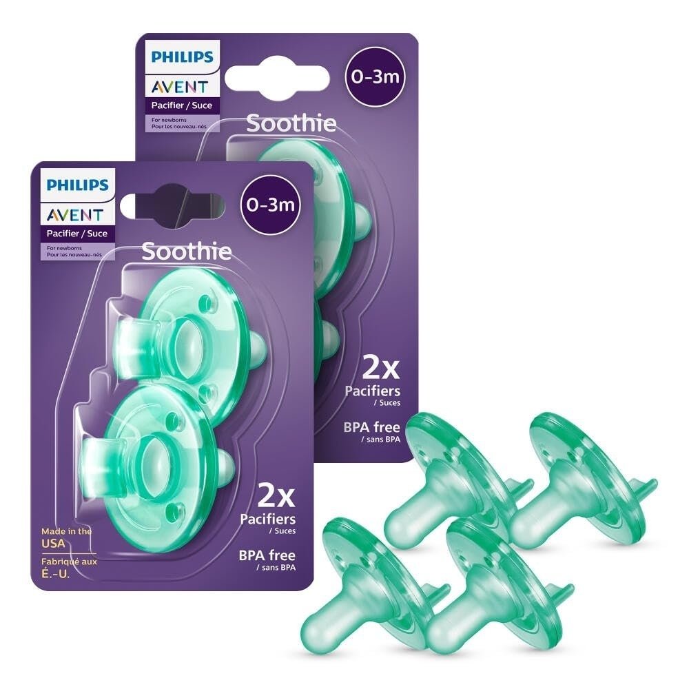 61CnI9XOs6L.jpg Philips Avent Soothie Pacifier 0-3m, green/green, 4 pack, SCF190/41 - Image 1