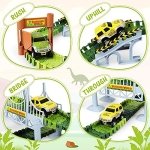 Dinosaur Toys-187 Pcs Create A Dinosaur World Road Race-Flexible Track Playset & 2 Pcs Cool Dinosaur Car for 3 4 5 6 Year & Up Old Boy Girls Best Gift - Image 5