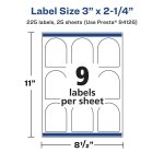 Avery® Matte White Arched Labels, Sure Feed® Technology, 3" x 2.25", 225 Labels, Print-to-The-Edge, Laser/Inkjet Printable - Image 5