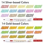 Shuttle Art 28 Pack Double Line Outline Markers, 14 Silver and 14 Gold Colors Squiggles Shimmer Markers Set, Self Outline Metallic Marker Pens for Drawing, Christmas Greeting Card, DIY Crafts - Image 8
