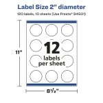 Avery® Printable Durable White Round Labels, Sure Feed® Technology, 2" Diameter, Print-to-the-Edge, Waterproof Labels, Laser & Pigment-Based Inkjet Compatible, 120 Total - Image 5