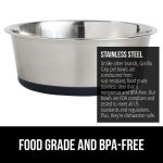 Gorilla Grip Stainless Steel Metal Dog Bowl Set of 2, Rubber Base, Heavy Duty, Rust Resistant, Food Grade BPA Free, Less Sliding, Quiet Pet Bowls for Cats and Dogs, Holds 2 Cups (16 fl oz), Black - Image 8