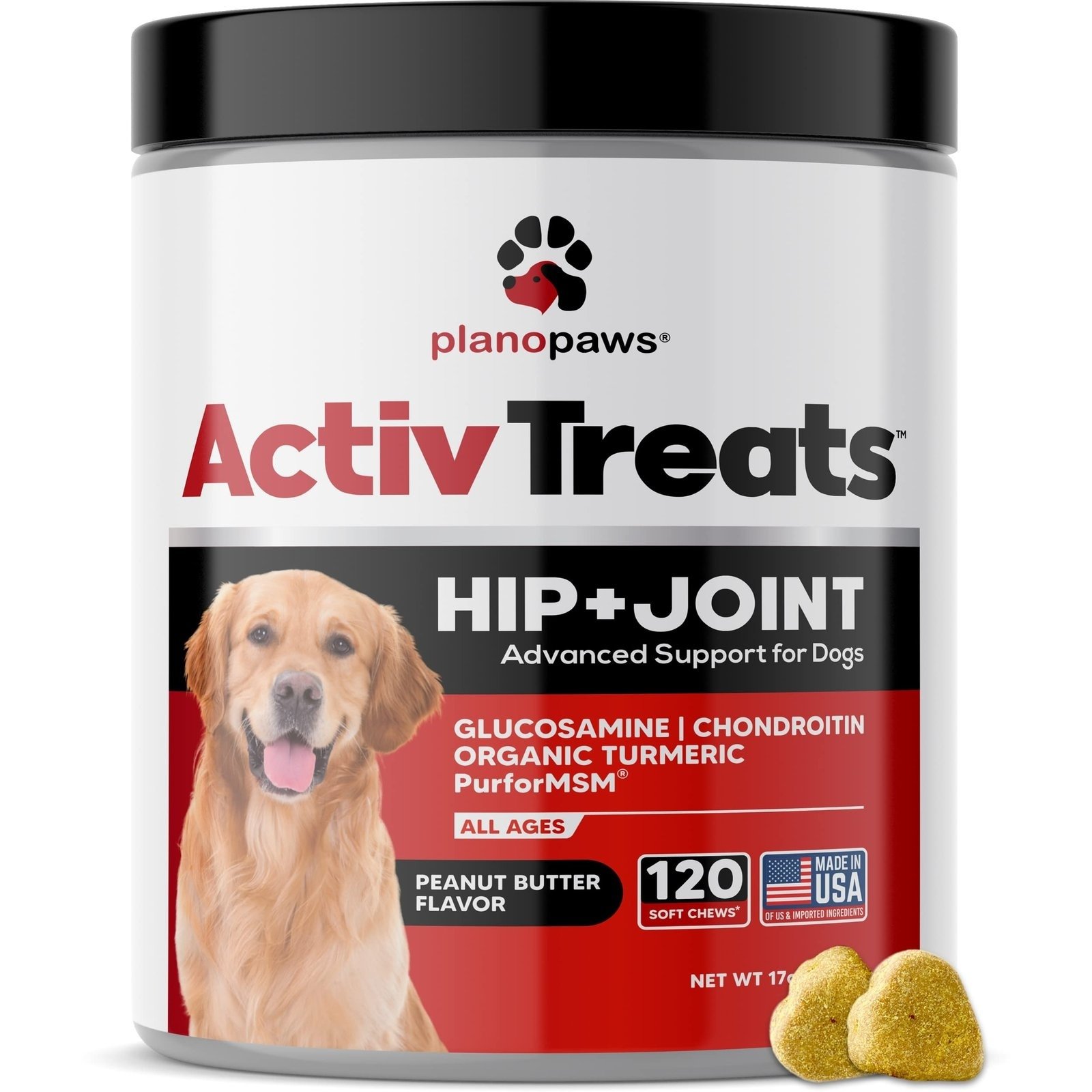 Glucosamine for Dogs Hip and Joint Supplement - Safe Joint Support for Dogs - Dog Joint Supplement with Glucosamine Chondroitin MSM Turmeric - 120 Joint Care Chews for Dogs ActivTreats