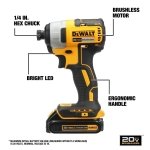 DEWALT 20V MAX Impact Driver, 1/4 Inch, Battery and Charger Included (DCF787D1) - Image 3