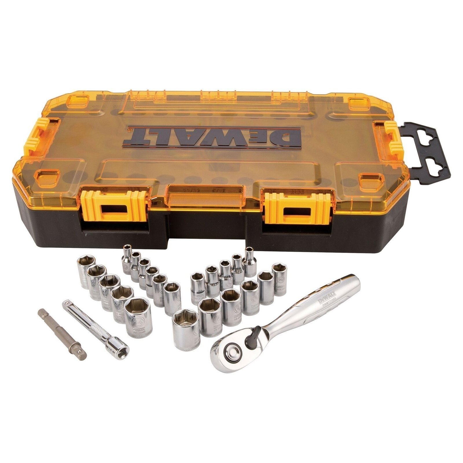 71Ys5YO1q4L.jpg DEWALT Drive Socket Set, SAE/Metric, 1/4-Inch Drive, 25-Piece (DWMT73805) - Image 1
