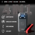 Schumacher Electric 12V Lithium Jump Starter & Power Pack - Portable 1000A Battery Jumper with 10W Wireless Charging, USBA/USBC Fast Charging & Multi-Mode LED Flashlight - 4-in-1 SL1672 - Image 2