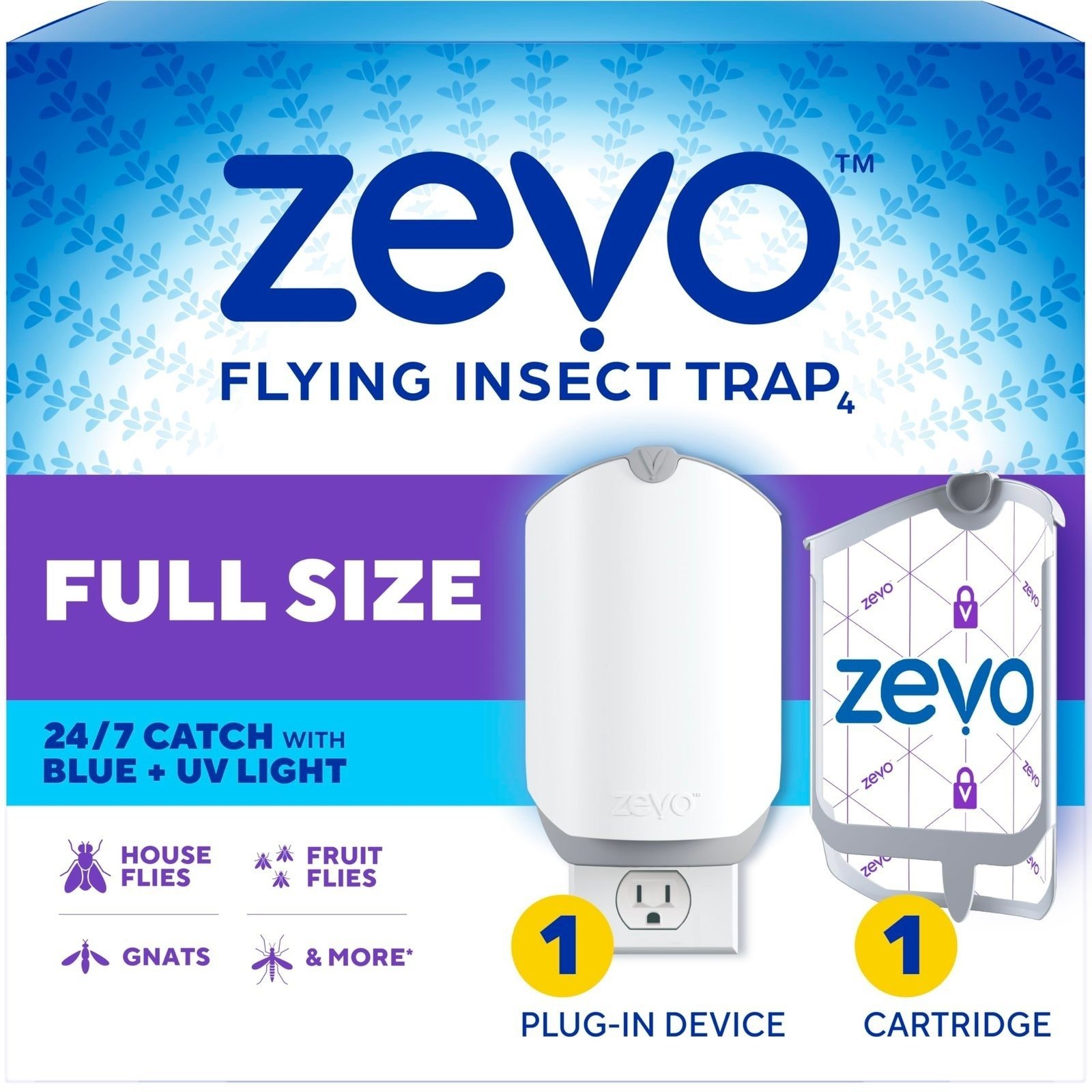 81AnvlATCkL.jpg Zevo Flying Insect Trap for Fruit Flies & Gnats, 1 Plug-in Base & 1 Refills - Image 1