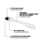 DEWALT Flex Head Ratchet, SAE, 3/8-Inch (DWMT81155) - Image 2