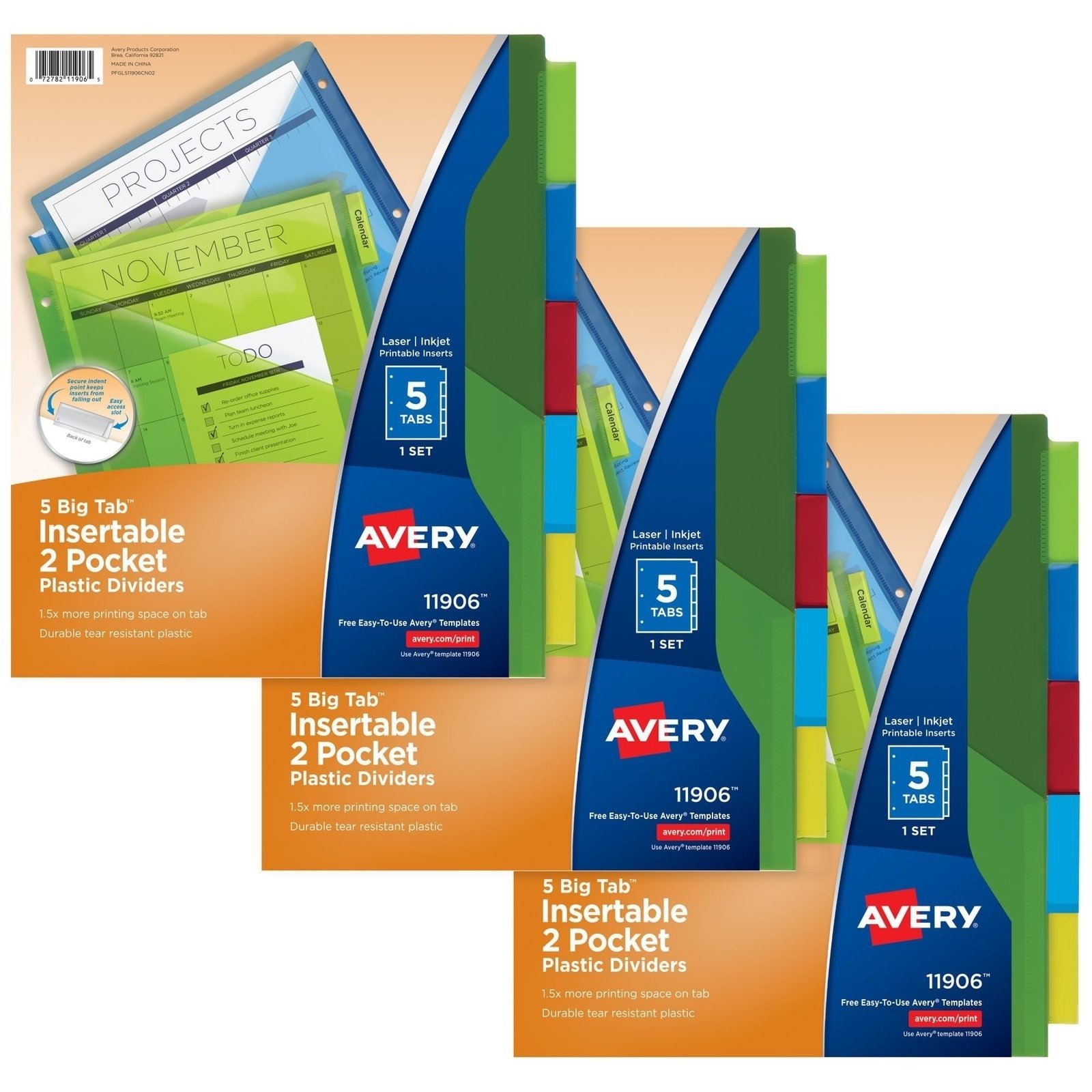 81PZk-wMUkL.jpg Avery Big Tab Insertable Dividers, 5-Tab, Multicolor, 3 Sets - Image 1