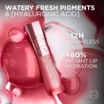 L'Oreal Paris Hyaluron Tint Lip Stain Serum, Long Lasting, Hydrating Lip Makeup Infused with Hyaluronic Acid, 601 Worth It (Pinky Nude) - Image 4