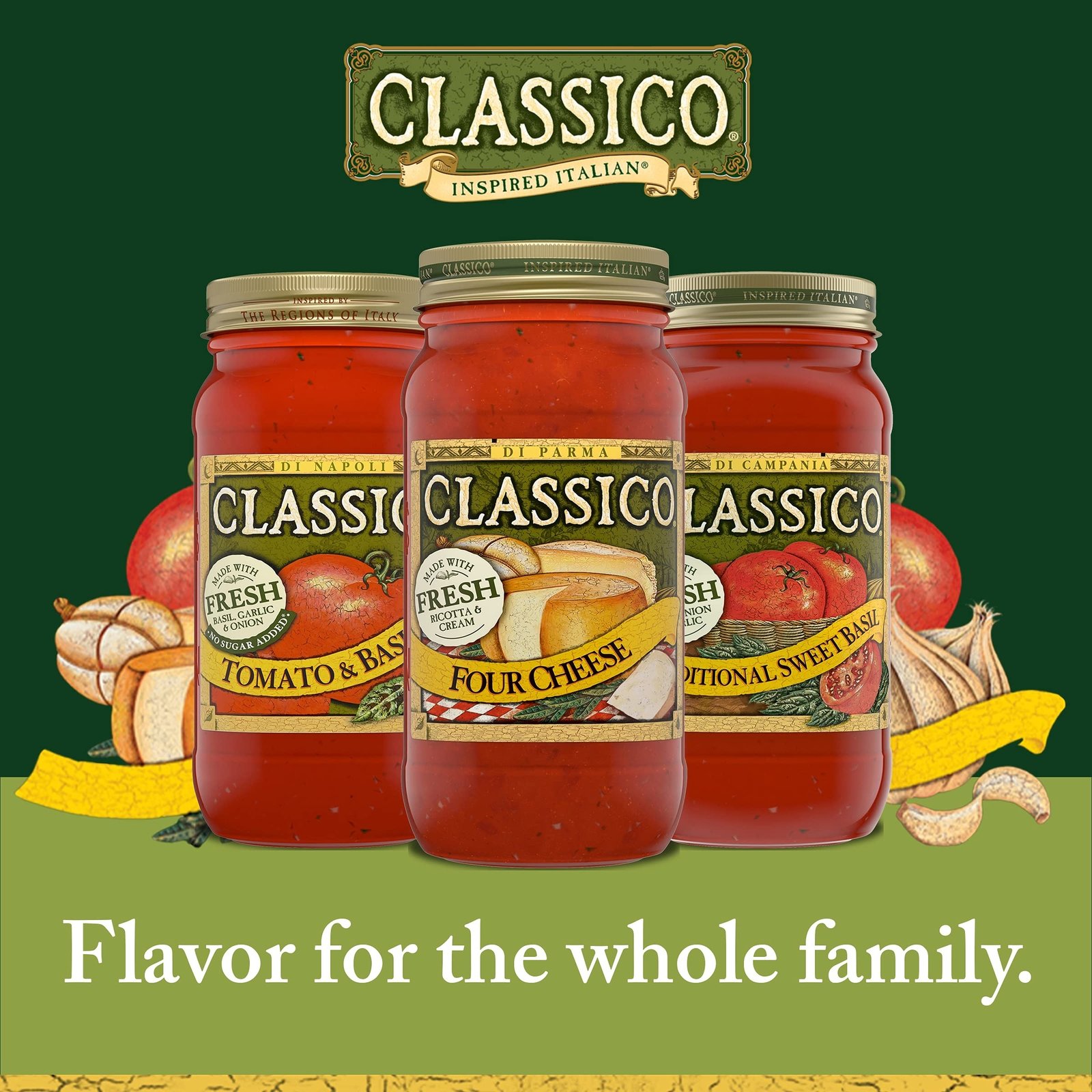 91NvSCRxQtS.jpg Classico Four Cheese Tomato Spaghetti Pasta Sauce (24 oz Jar) - Image 1